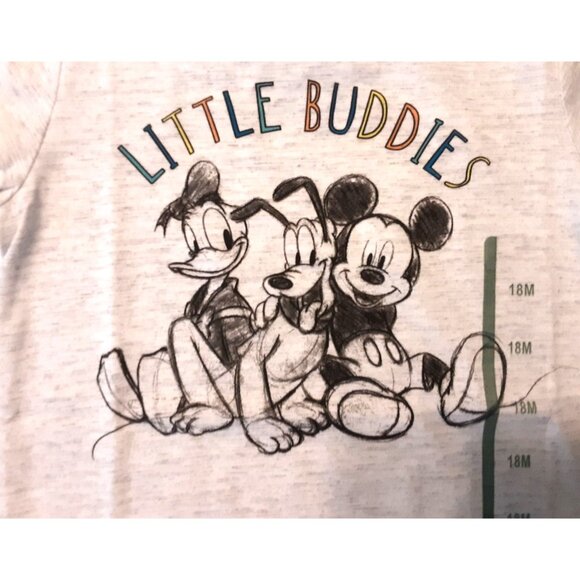 Disney Mickey & Friends Little Buddies Toddler T-Shirt With Colorful Sleeves 18M - Picture 3 of 4